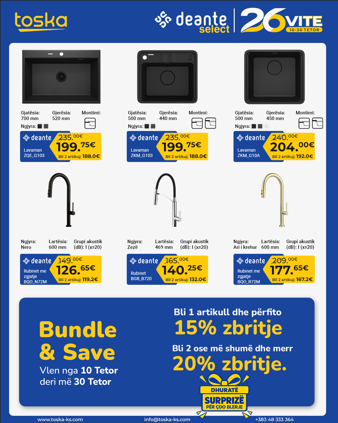 Lavamanë graniti dhe rubineta kuzhine Deante – Toska Electronics