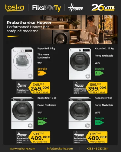 Tharëse rrobash Hoover me pompë nxehtësie