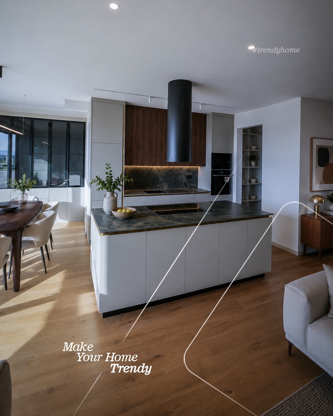 Kuzhinë moderne me mobilim të plotë – Trendy Home