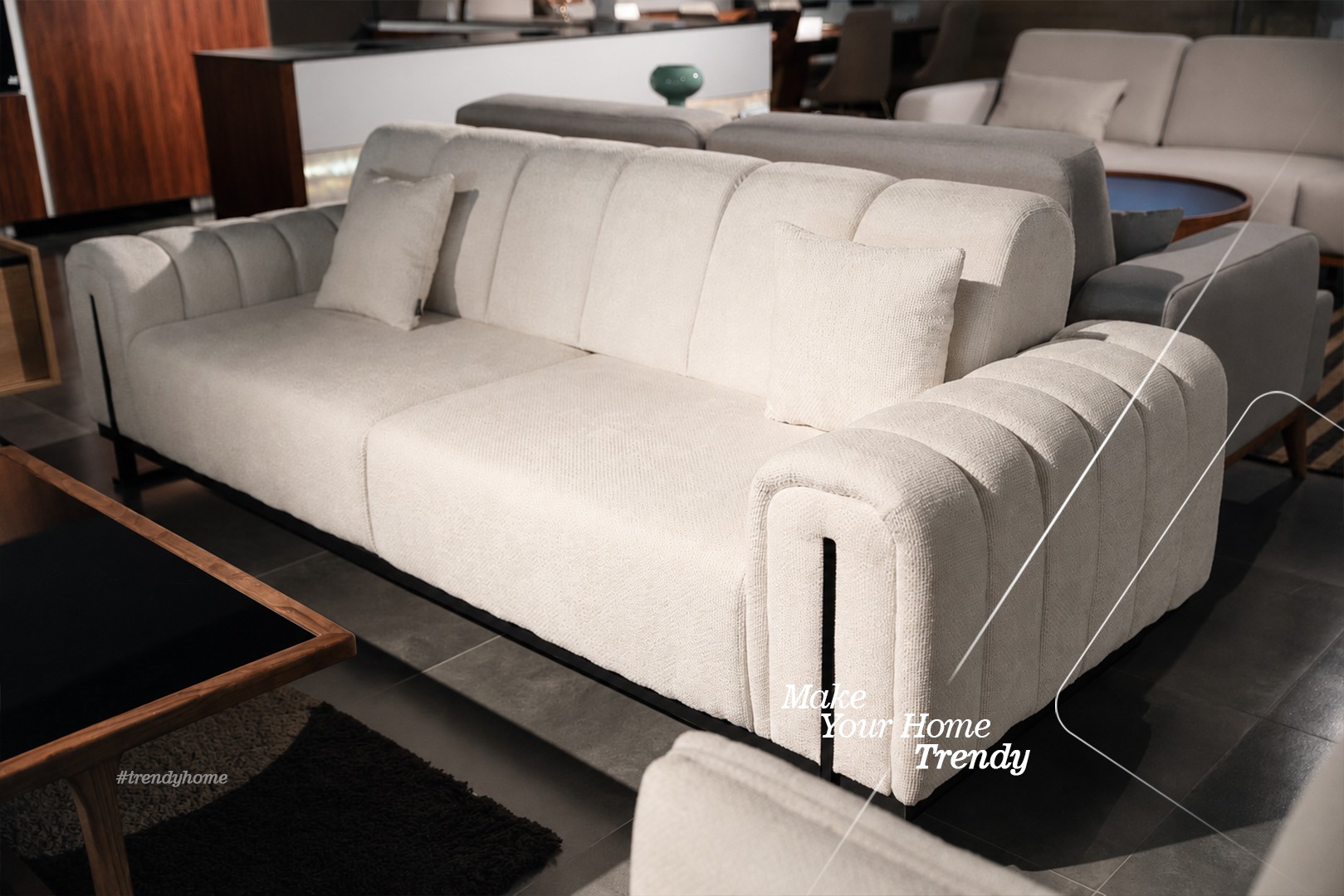 Set divanesh i bardhë modern – Trendy Home