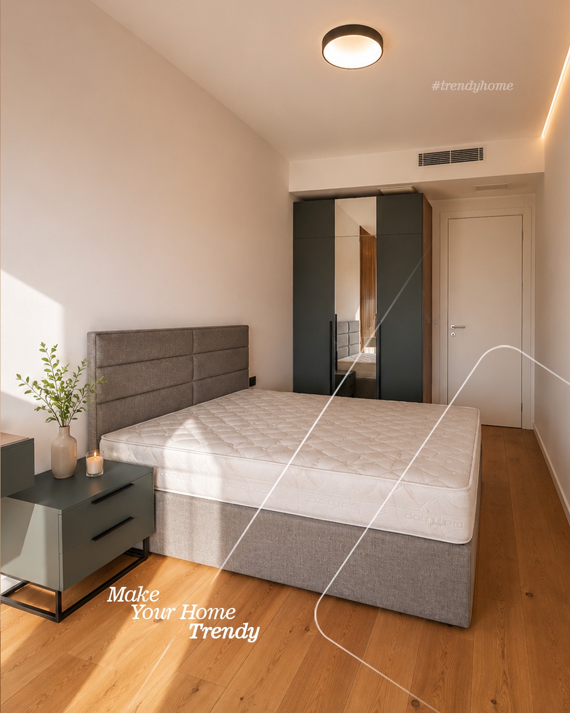 Dhomë gjumi në tone të errëta me dru – Trendy Home (3)