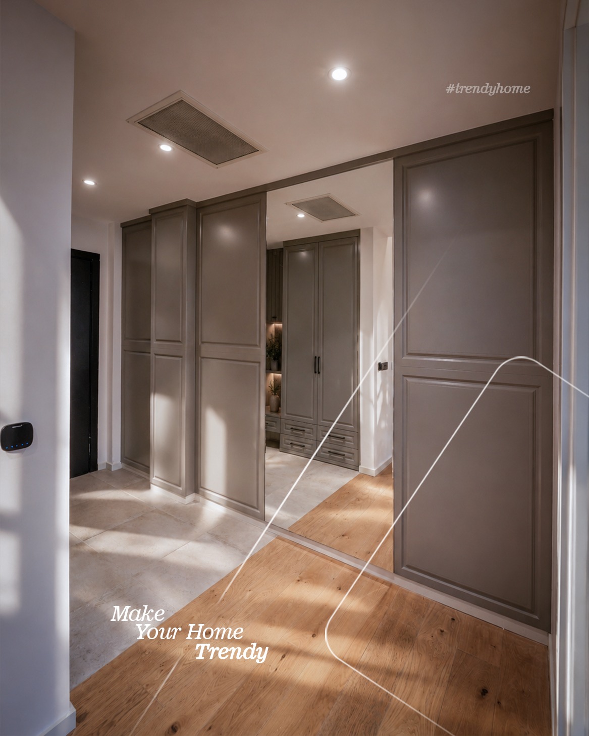 Mobilim hyrjeje me garderobë dhe pasqyrë – Trendy Home