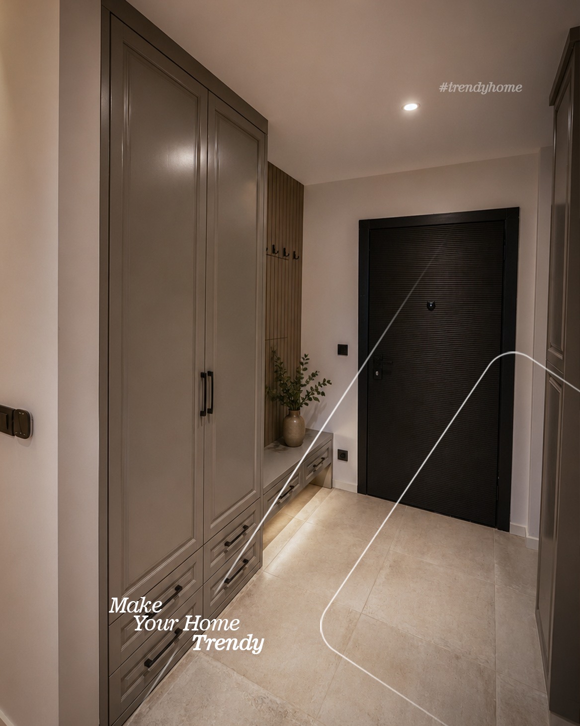 Mobilim hyrjeje me garderobë dhe pasqyrë – Trendy Home (2)