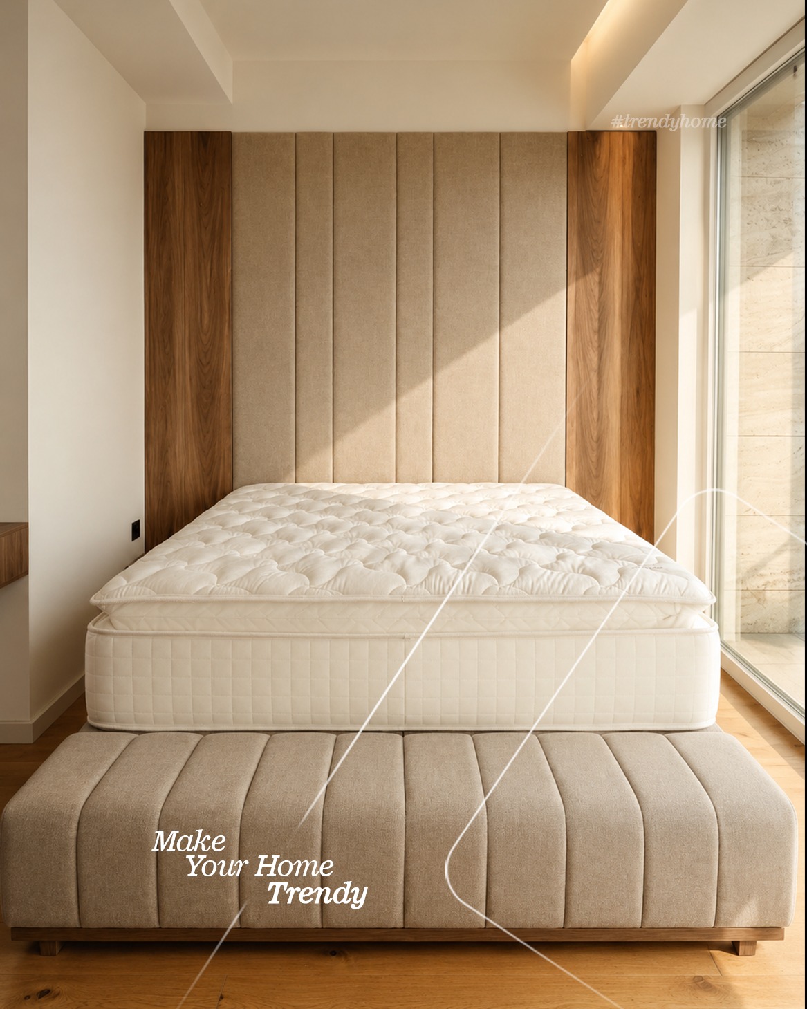 Dhomë gjumi me dru dhe ndriçim elegant – Trendy Home (2)