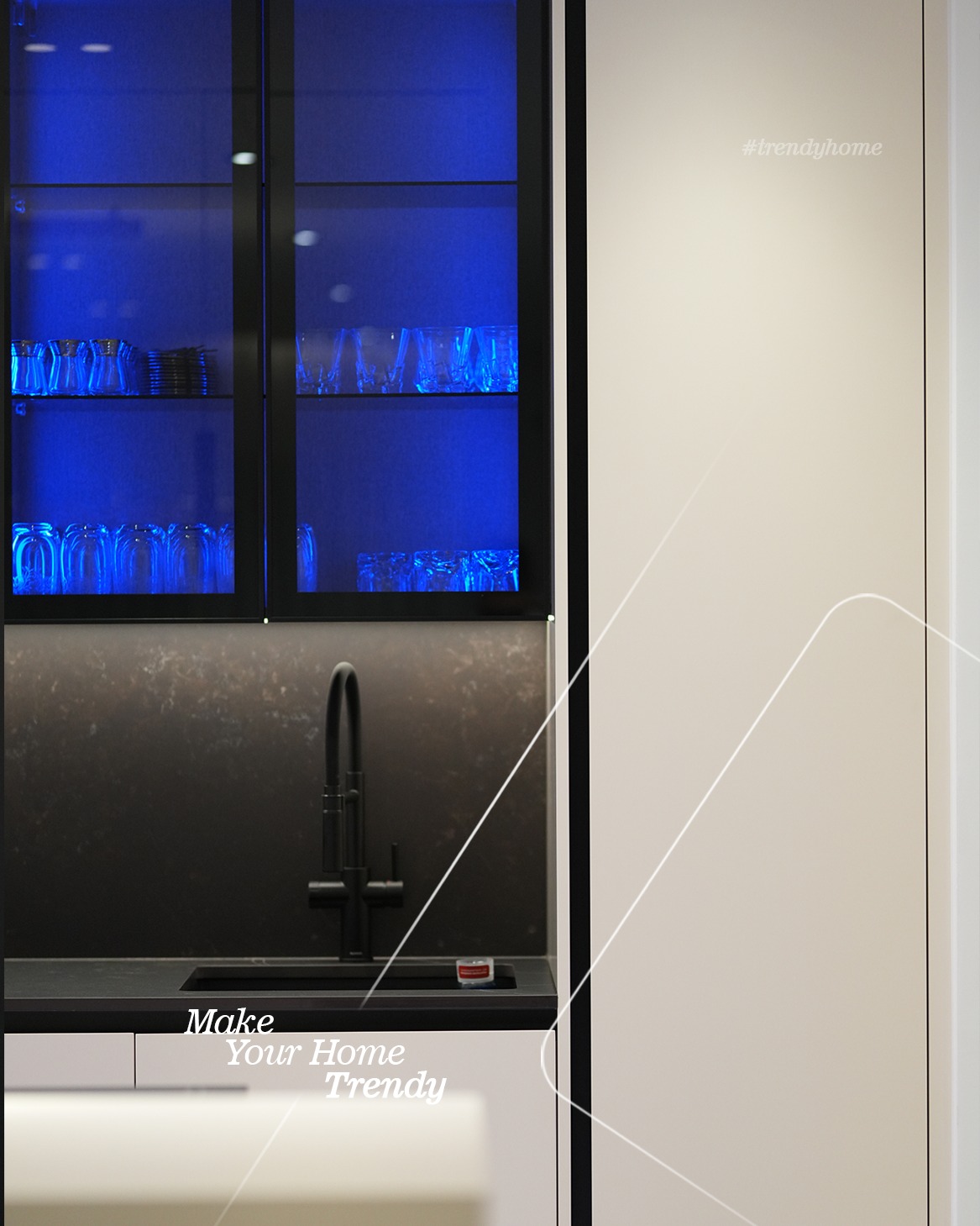 Kuzhinë moderne me ishull dhe ndriçim LED – Trendy Home (2)