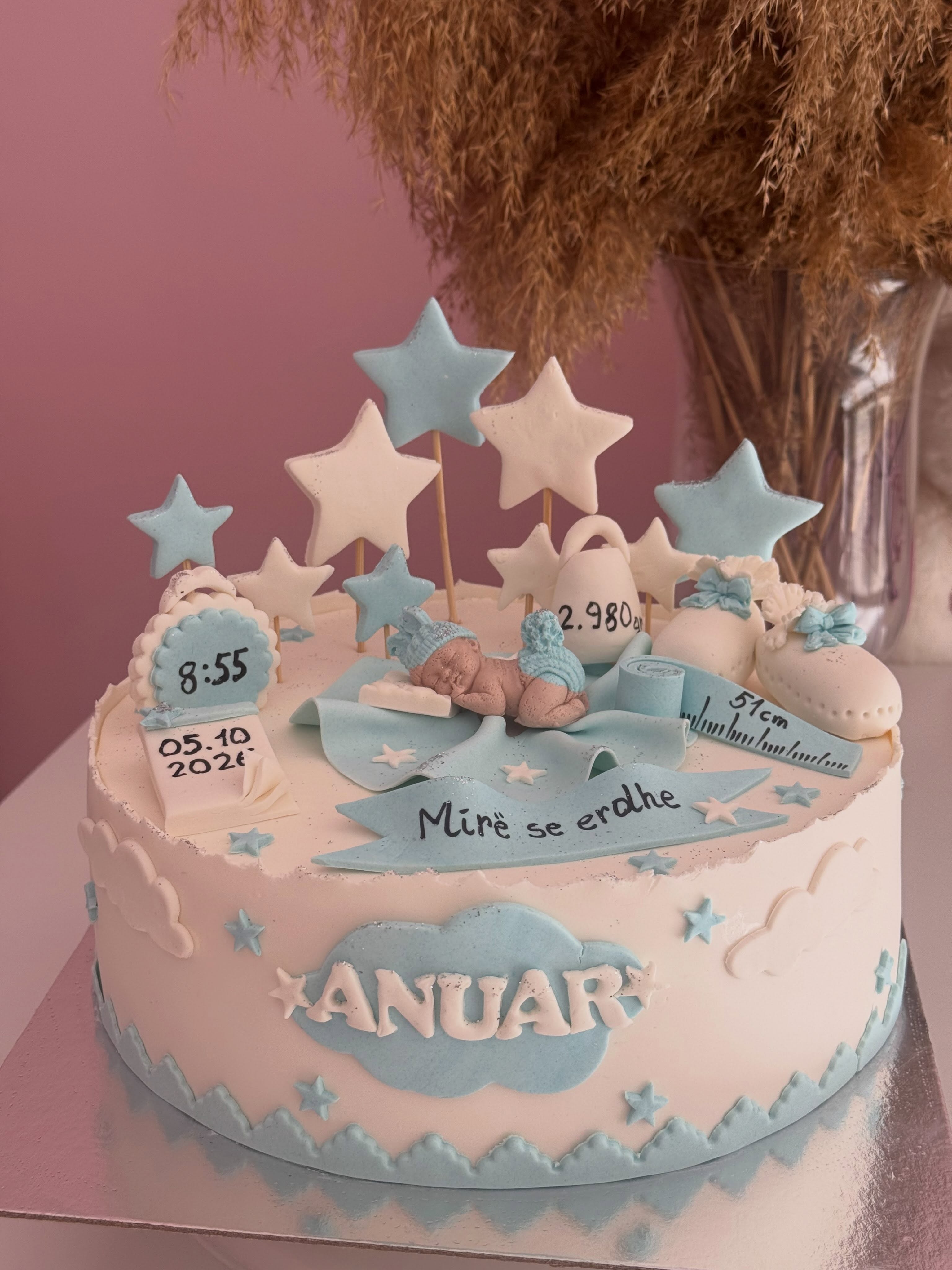 Tortë mirëseardhjeje për bebe me yje të kaltër – 𝗧𝘄𝗶𝗻𝘀 𝗗𝗲𝘀𝘀𝗲𝗿𝘁