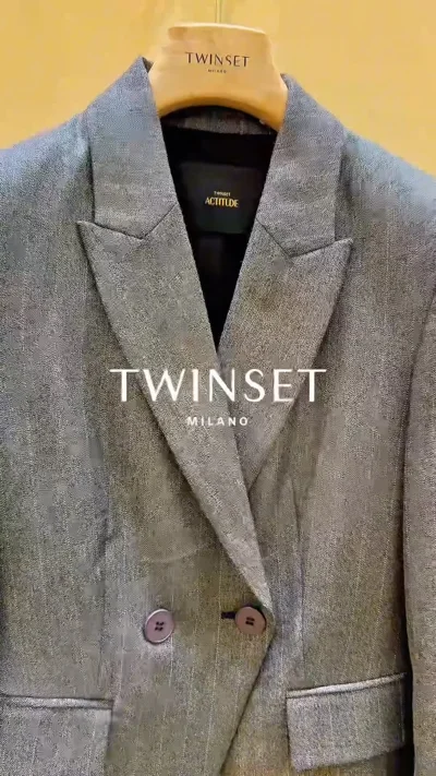 Xhaketë blazer gri Twinset me dy rreshta pullash