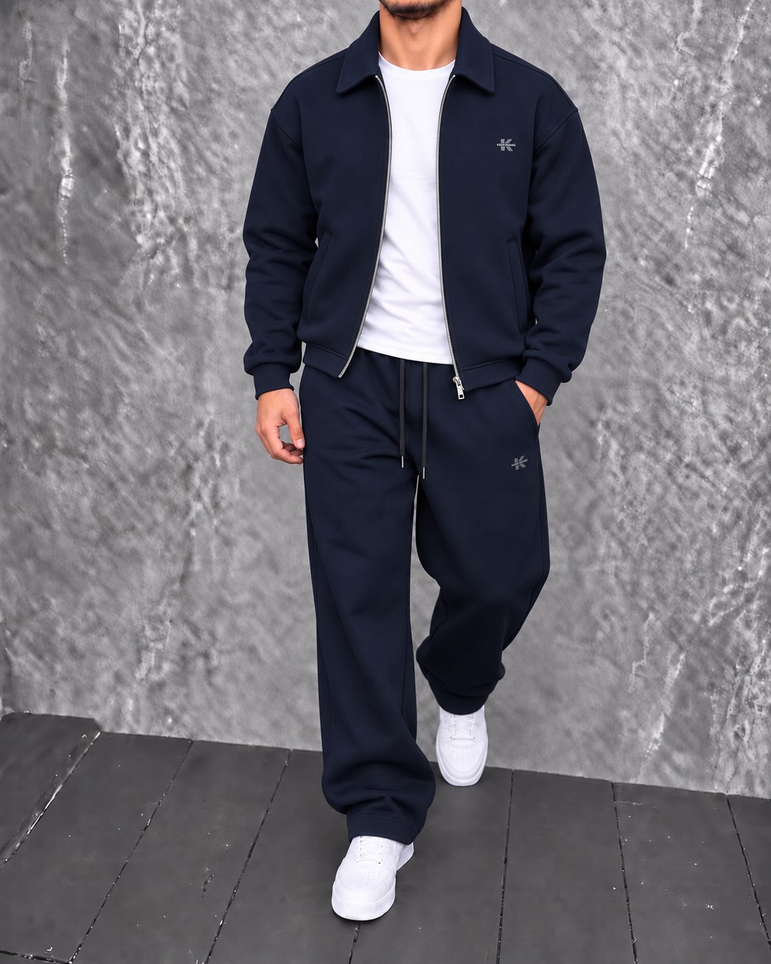 Komplet trenerkash blu e errët për meshkuj – URBAN Clothing Store®️