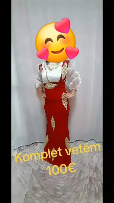 Fustan i kuq me këmishë komplet
