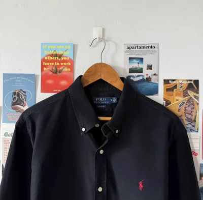 Këmishë e zezë Polo Ralph Lauren me kopsa
