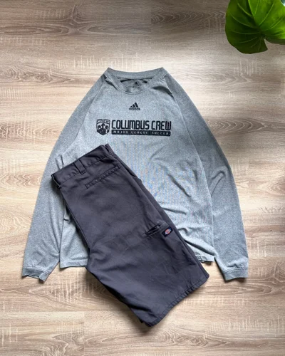 Bluzë Adidas Climalite gri dhe shorce Dickies