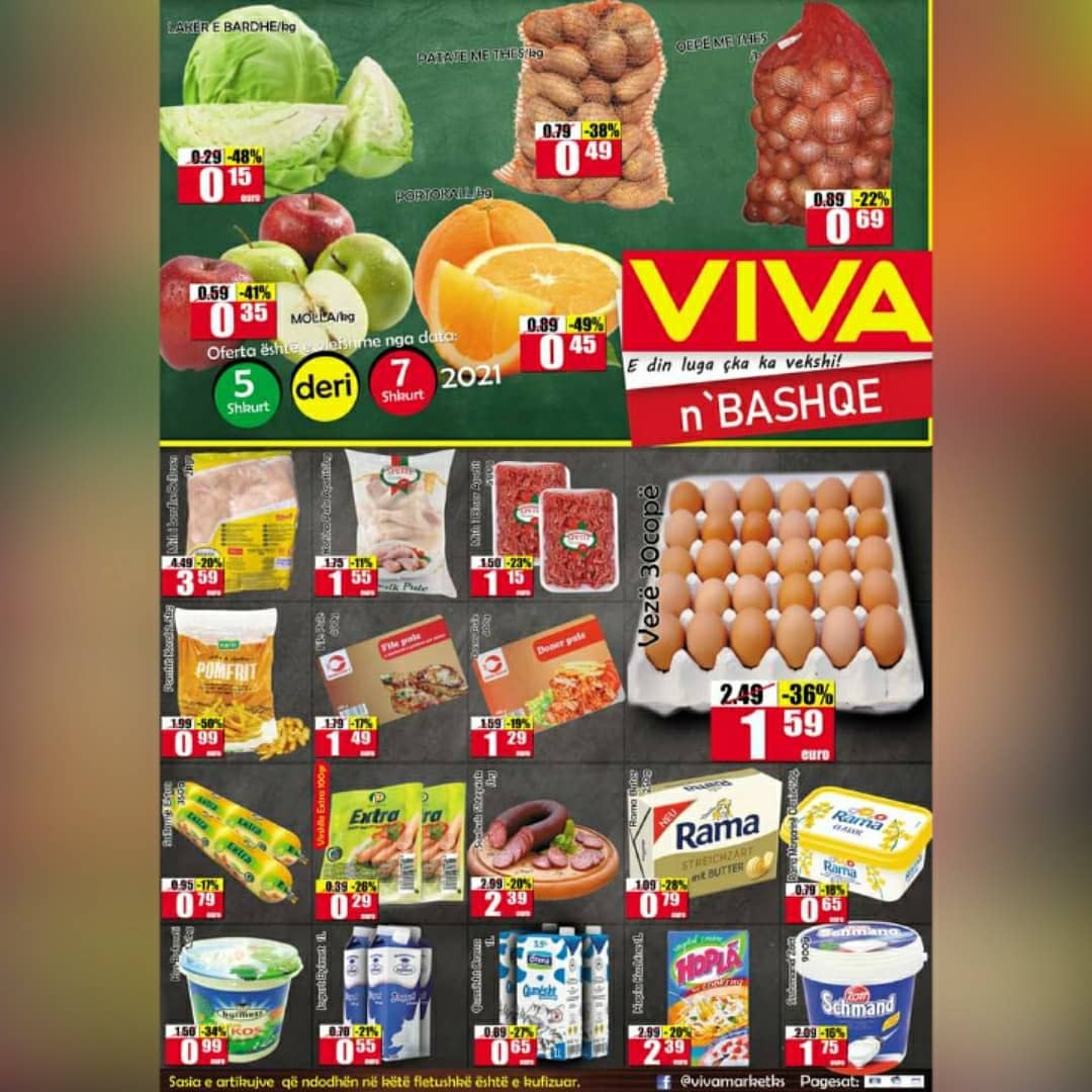 Fletëpalosje me oferta për vezë dhe ushqime – vivamarket.ks