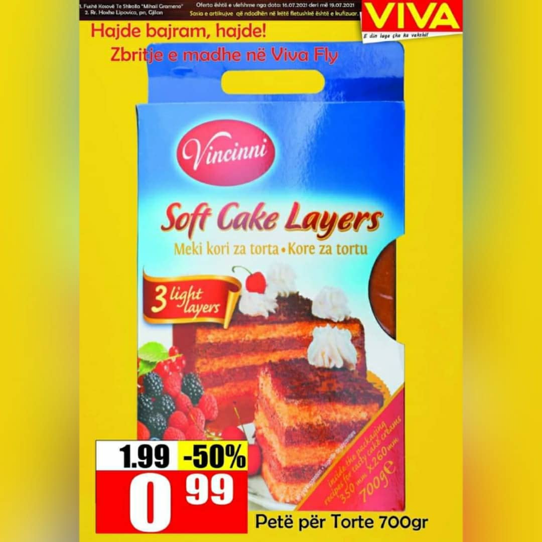 Petë për torte Vincinni Soft Cake Layers 700g – vivamarket.ks