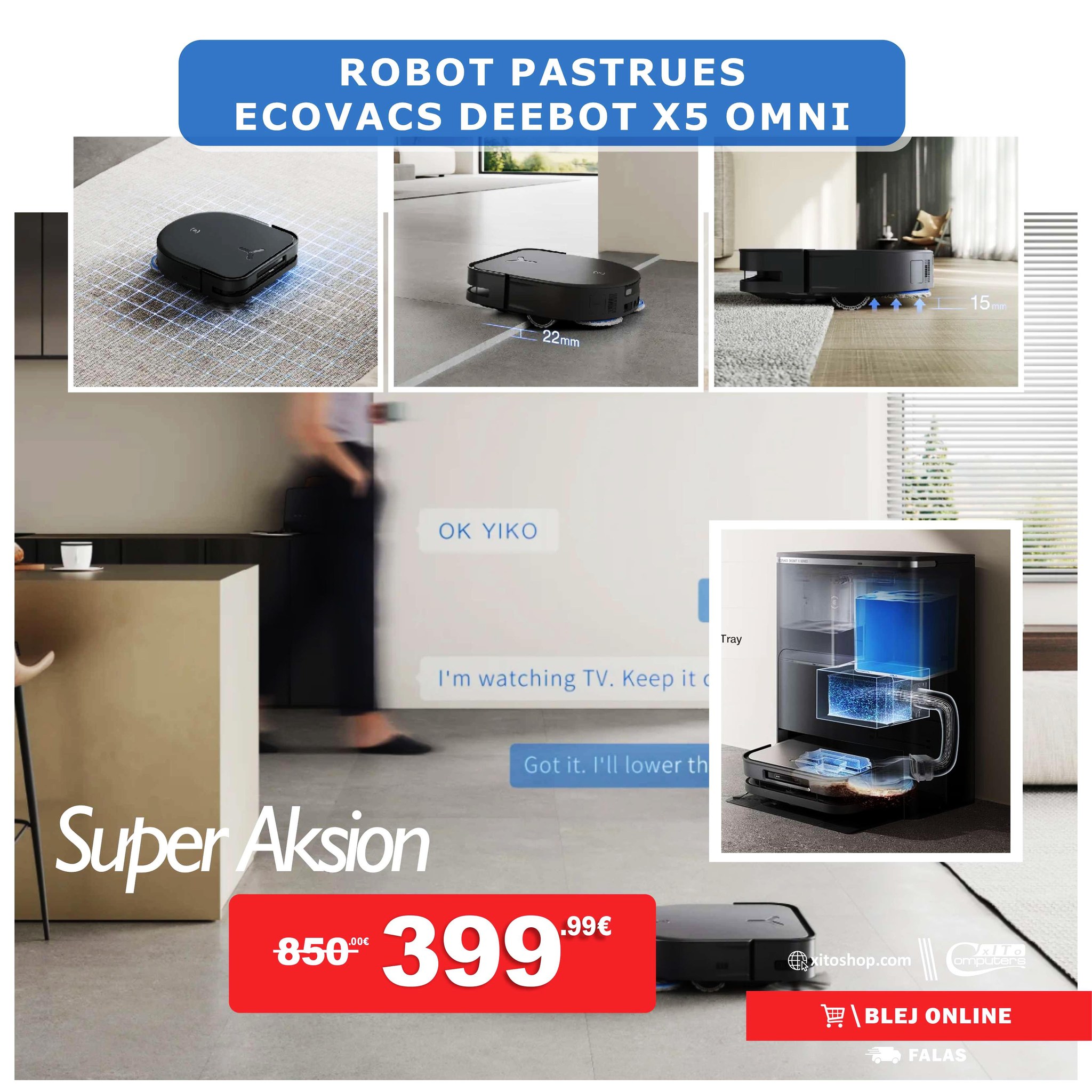 Robot fshirës Ecovacs Deebot X5 Omni i zi – XitoComputers Gjilan Kosove