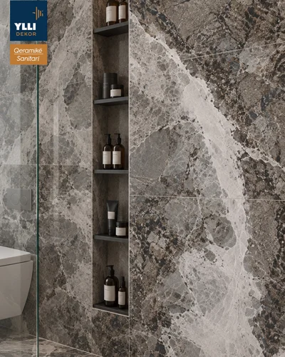 Pllaka porcelani gri me efekt mermeri 60x120 cm