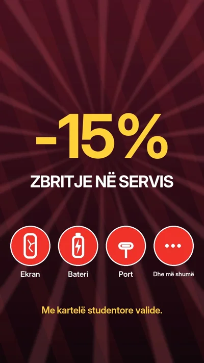 Zbritje 15% në servisim telefoni për studentë